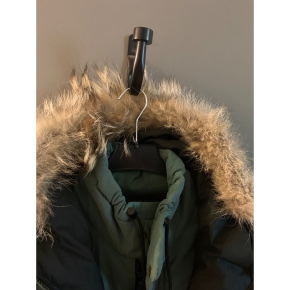 vintage men snow goose down filled parka coat size m in khaki green - Picture 4 of 16